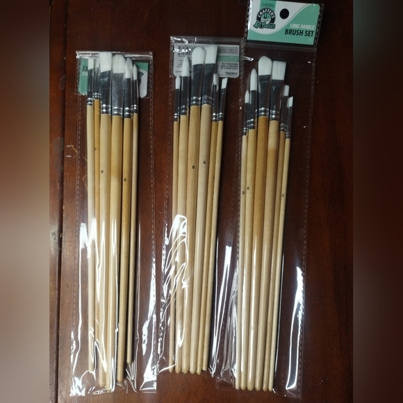Other - New Lot Of 3 Six Pack Of Art Skills Long Handle Paint Brush Craft